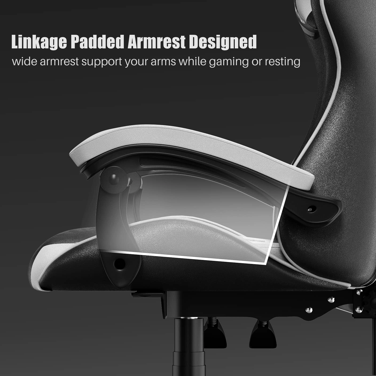 white LED gaming chair - RGB Reclining PU Leather