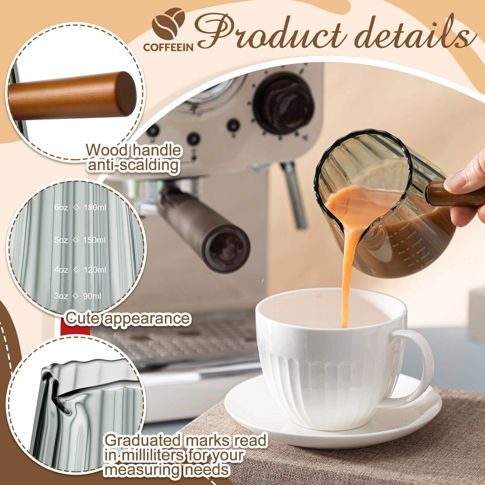 Espresso Shot Glass - 1 pcs - Handle - 180 ml