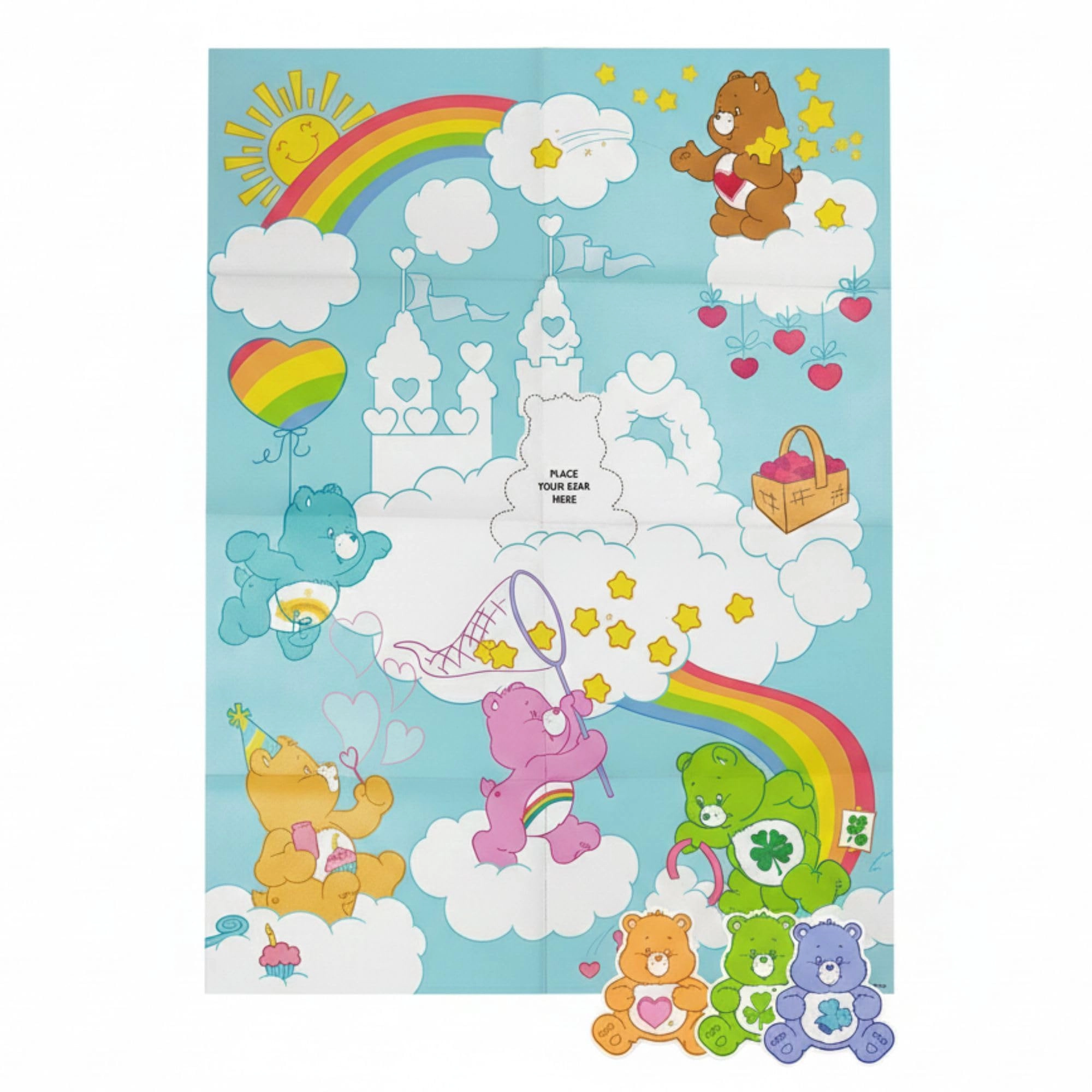 Fun Express Cheerful Care Bears “Sit The Bear on The Cloud” Cardstock Party Game - 12 months and up 18-piece