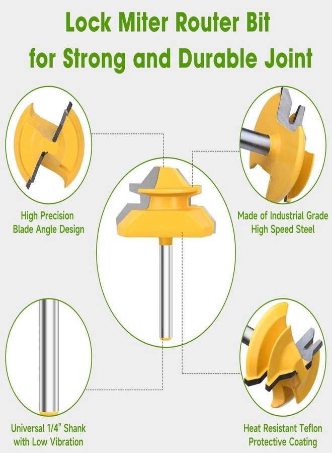 45 Degree Lock Miter Router Bit - 1/4 Inch 3 Pcs