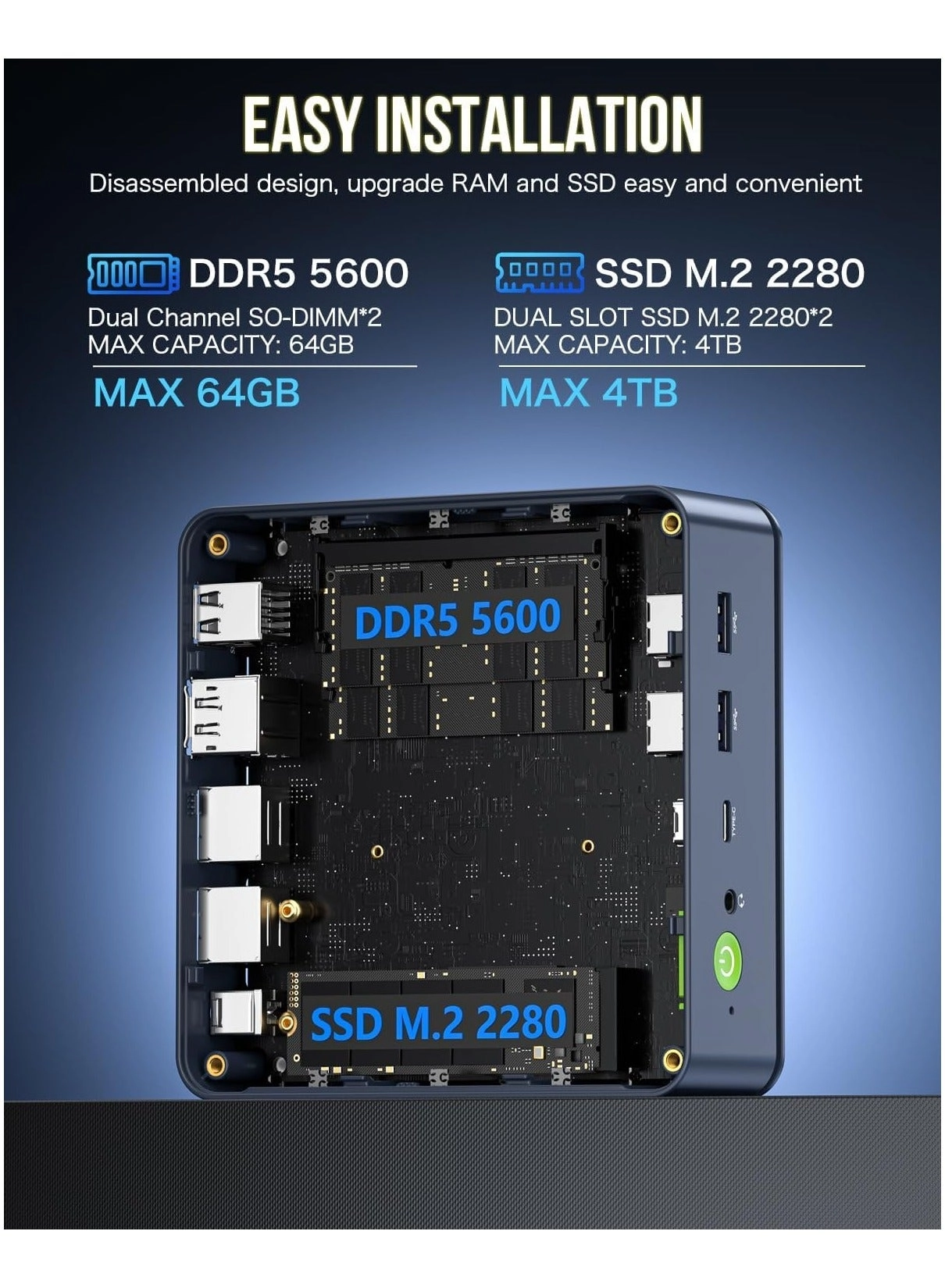 NucBox K6 - M.2 2280 PCIe 4.0 SSD 1TB 32GB AMD Ryzen 7 7840HS