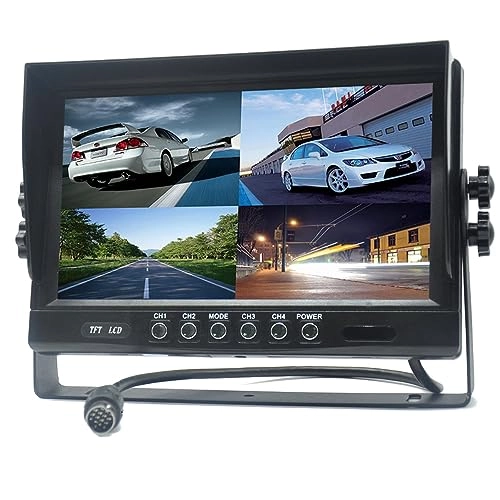 TFT LCD Car Rearview Quad Split Monitor - 9 Inches