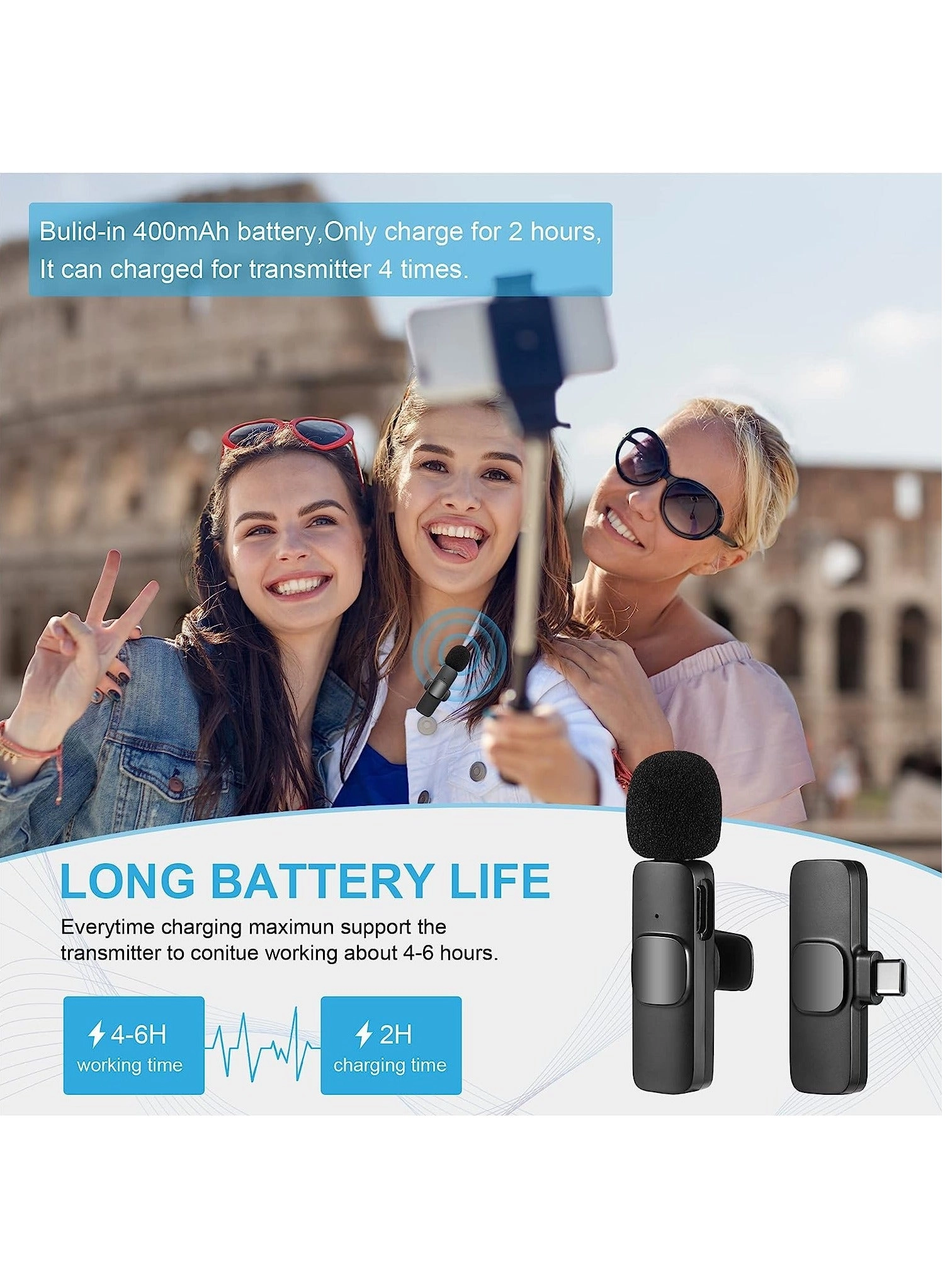 USB C Dual Mic Wireless Microphone