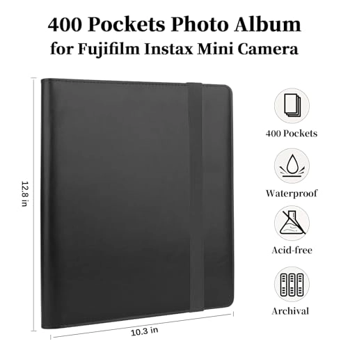 400 Pockets Photo Album - Compatible with Instax Mini Light Blue