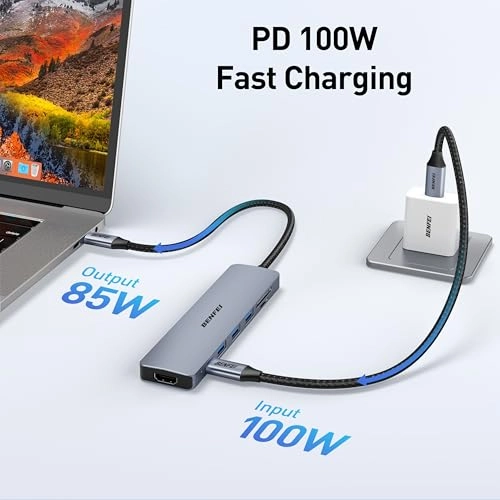 5in1 USB C Hub - 4K HDMI 3 USB-A 100W Power Delivery
