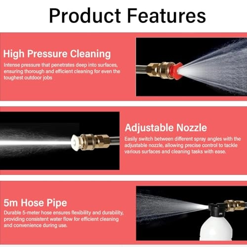 High Pressure Washer - 48V Dual 12000 mAh Battery 5M Hose