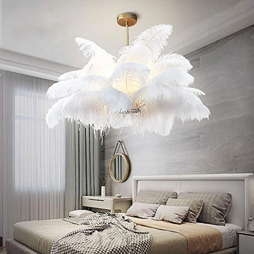 Nordic Modern Chandelier - E14-led White feathers 100*59cm