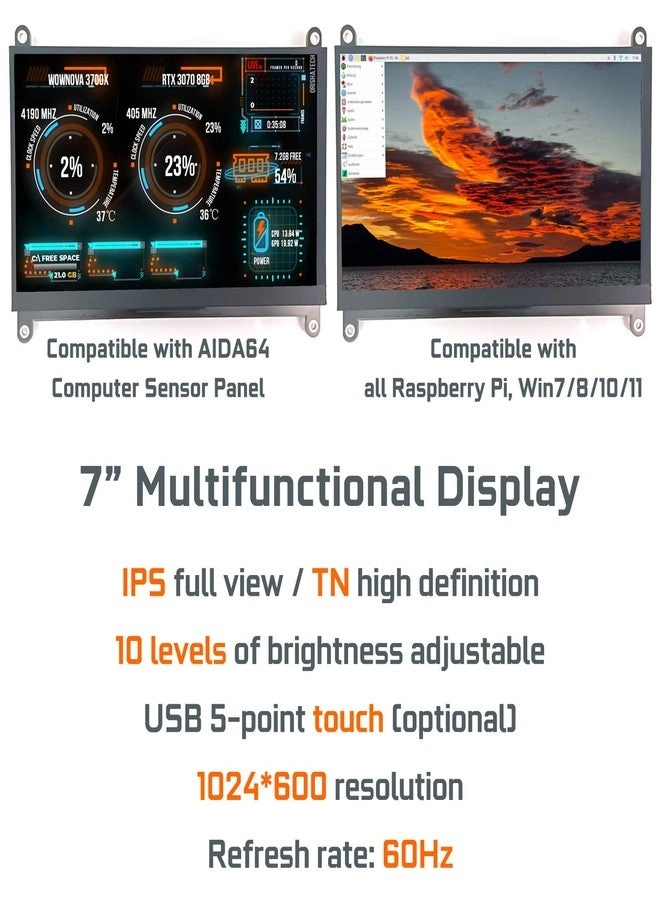 Computer Sensor Panel LCD Screen - WOWNOVA... 7 Inches 1024x600