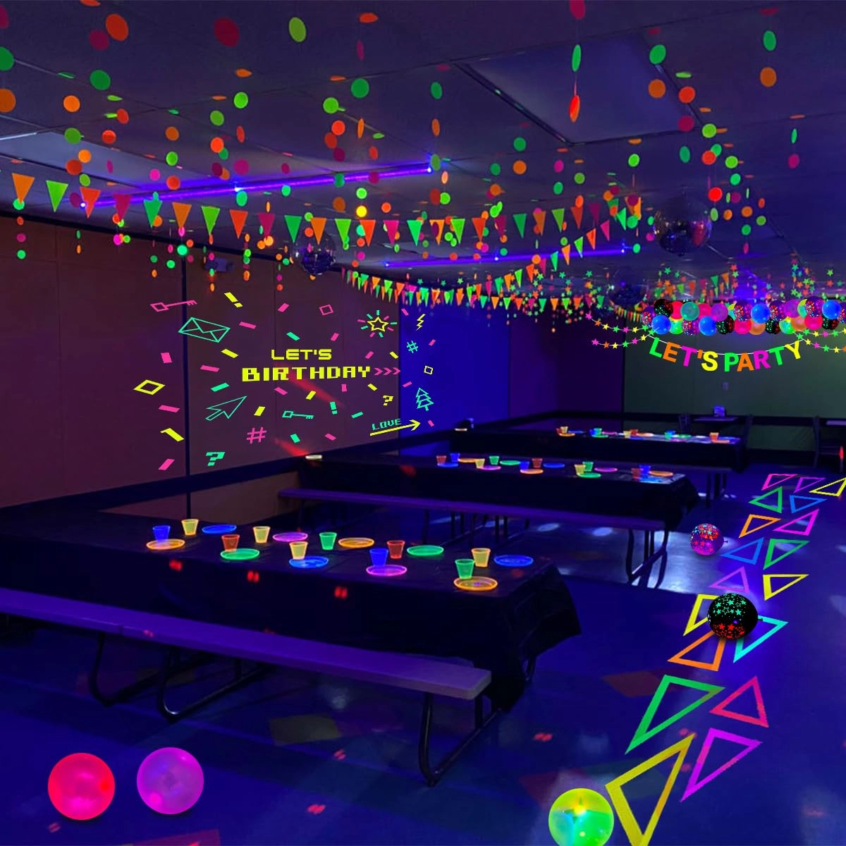 Neon Party Supplies - 52 Pack Birthday