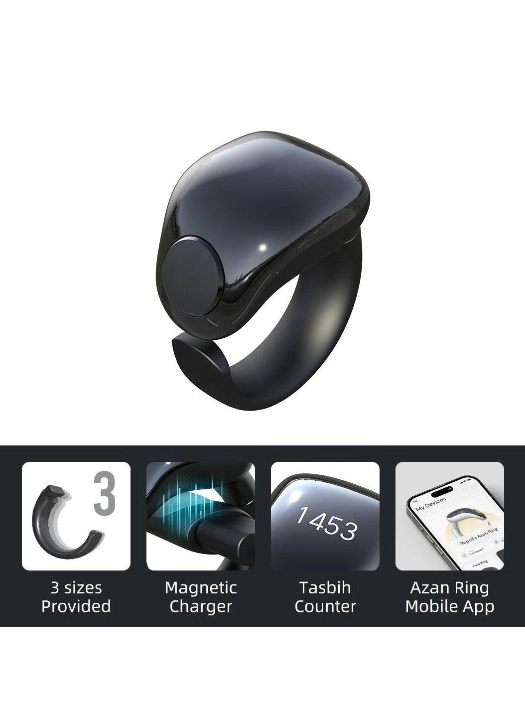 Smart Ring - Adjustable, Waterproof, APP Support