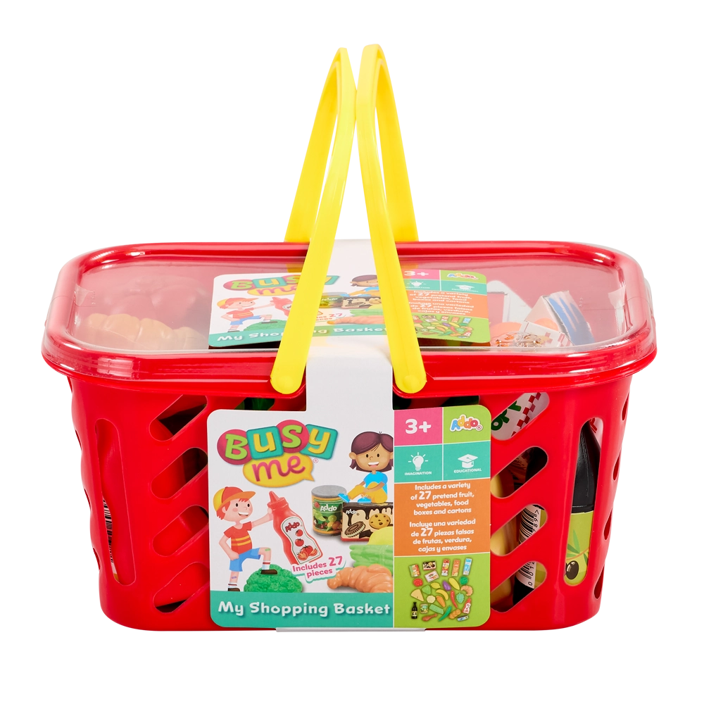 Busy Me Pretend Play My Shopping Basket - Complete Toy Shopping Set Realistic Play Food (527-315_13149_B)