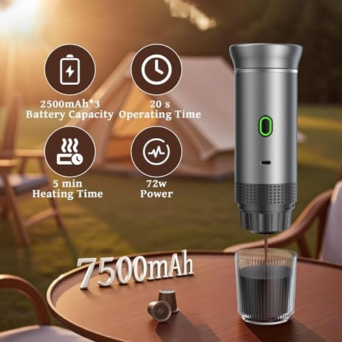 Portable Coffee Maker - 5 Cups 7500mAh battery