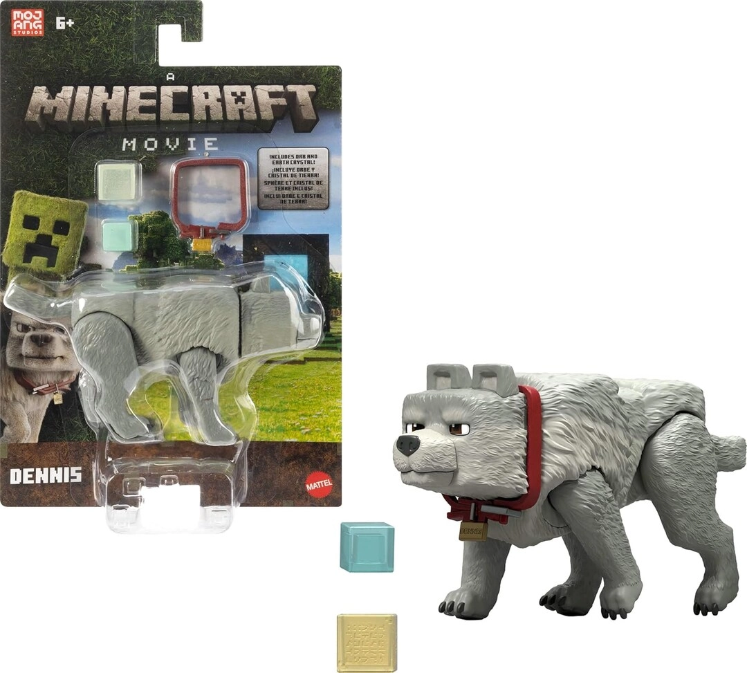 Mattel Dennis The Wolf - Minecraft - 3.25-Inch Posable Action Figure (8.26 cm)