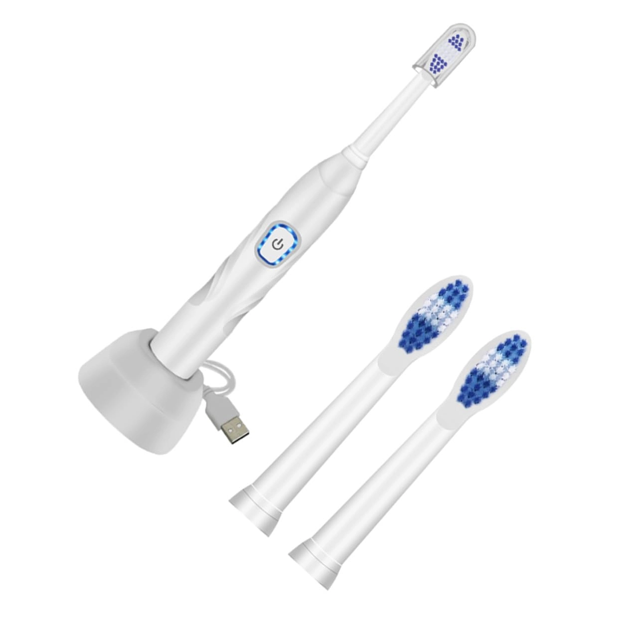 USB Rechargeable Sonic Electric Toothbrush - Soft Bristles Waterproof White