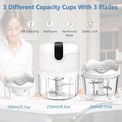 3 CUP Cordless Mini Food Chopper - 100+250+350ML USB