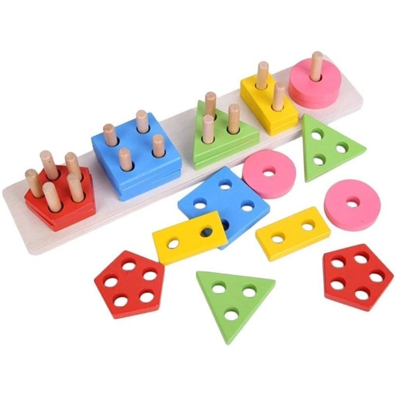Wooden Shape Sorting Toy - 3-5 years 20 pieces