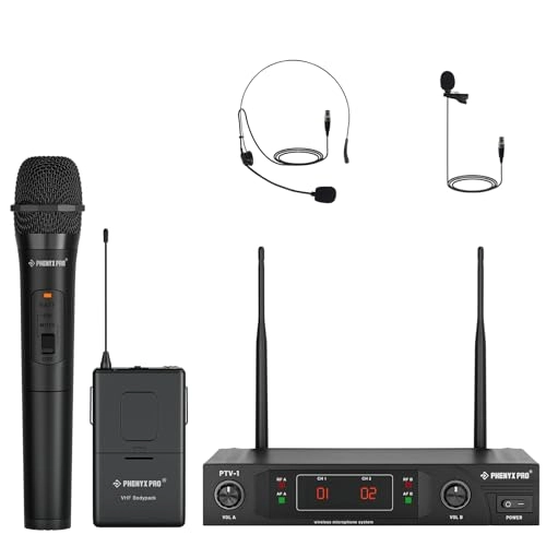 VHF Wireless Microphone System - Handheld Headset Lapel Bodypack black