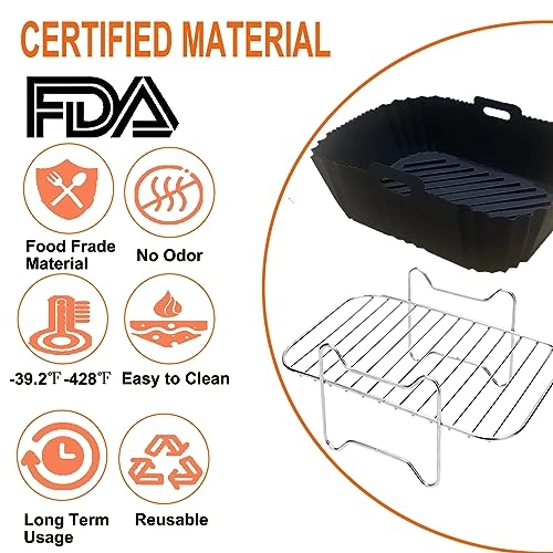 Dual Zone Hot Air Fryer Accessories - 100% food grade silicone 6-piece