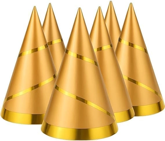 Kidwala Gold Cone Party Hats - 6 piece(s) Birthday