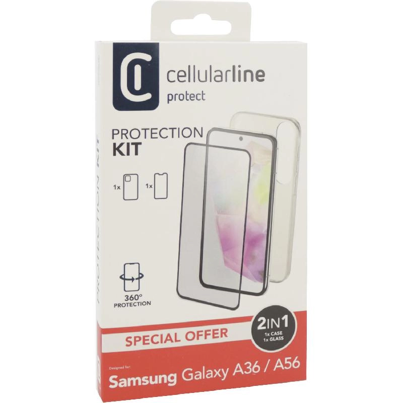 Cellularline Smartphone Case - Rubber + Tempered Glass - Glass