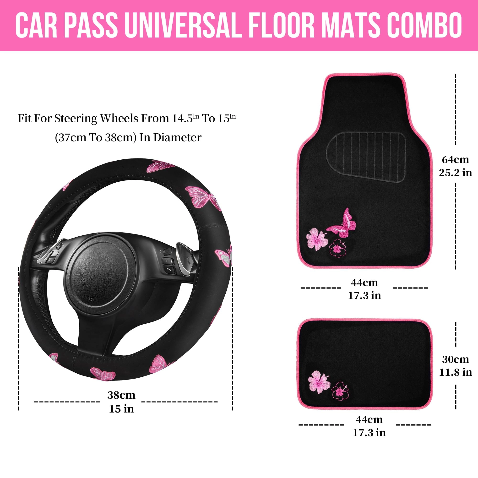 Embroidery Butterfly and Flower Car Floor Mats