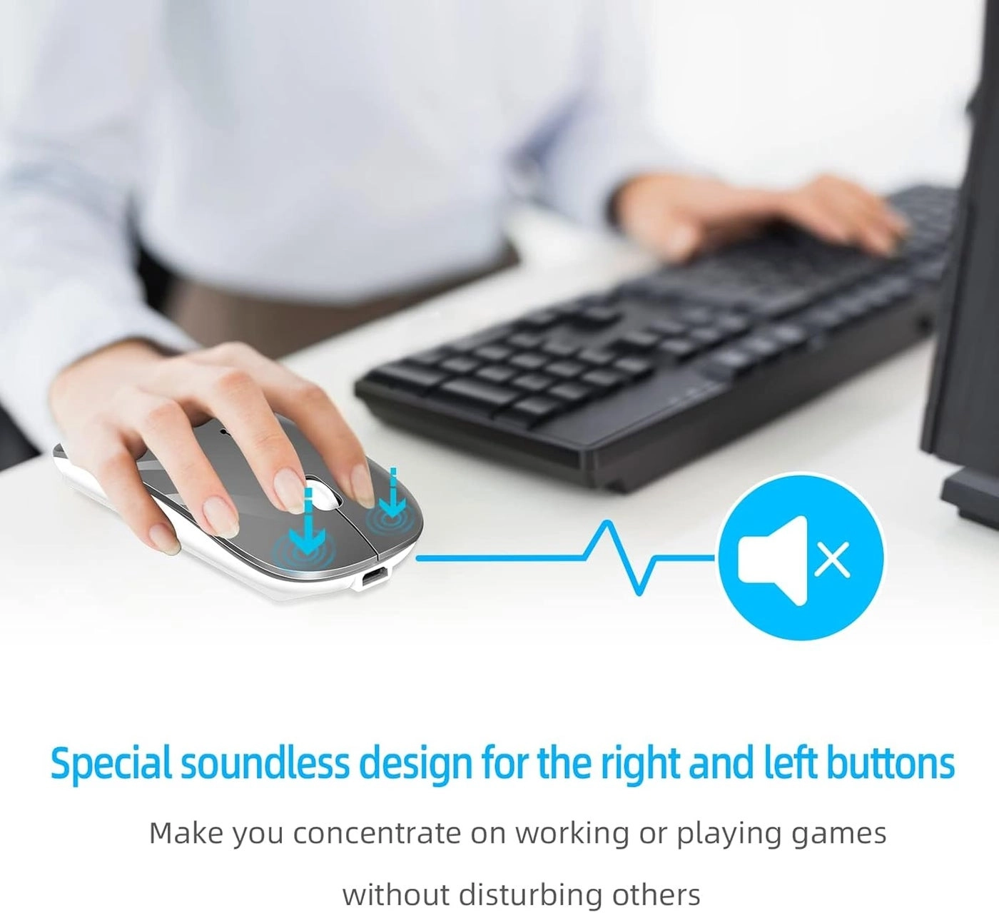 Dual-Mode Silent Cordless Mouse - Wireless