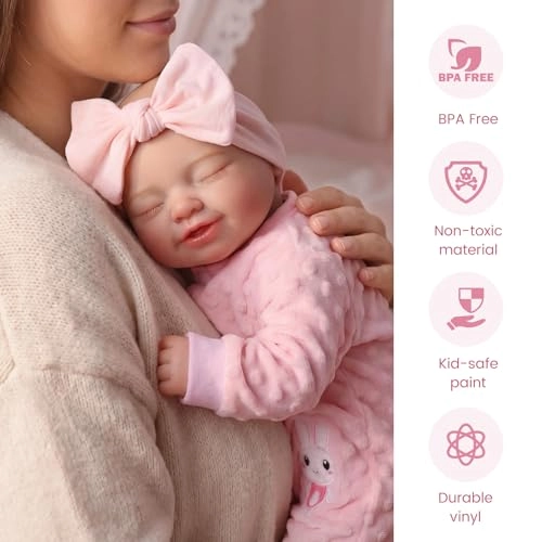 Reborn Baby Doll - 17-Inch Soft Cloth Body Sleeping Ages 3+