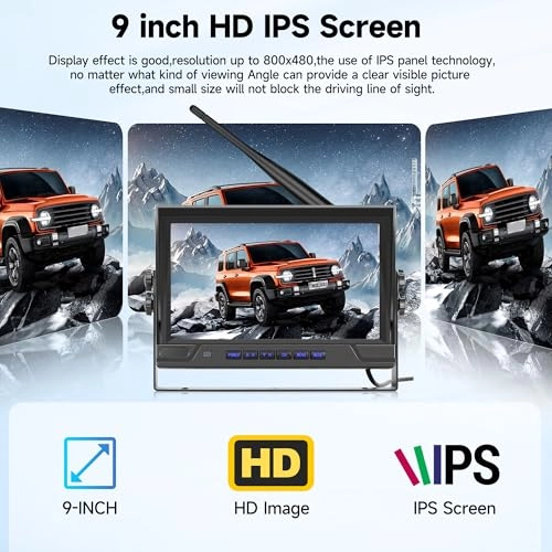 Wireless Rear Camera + Wireless Color IPS Monitor - Night Vision Wireless 720P
