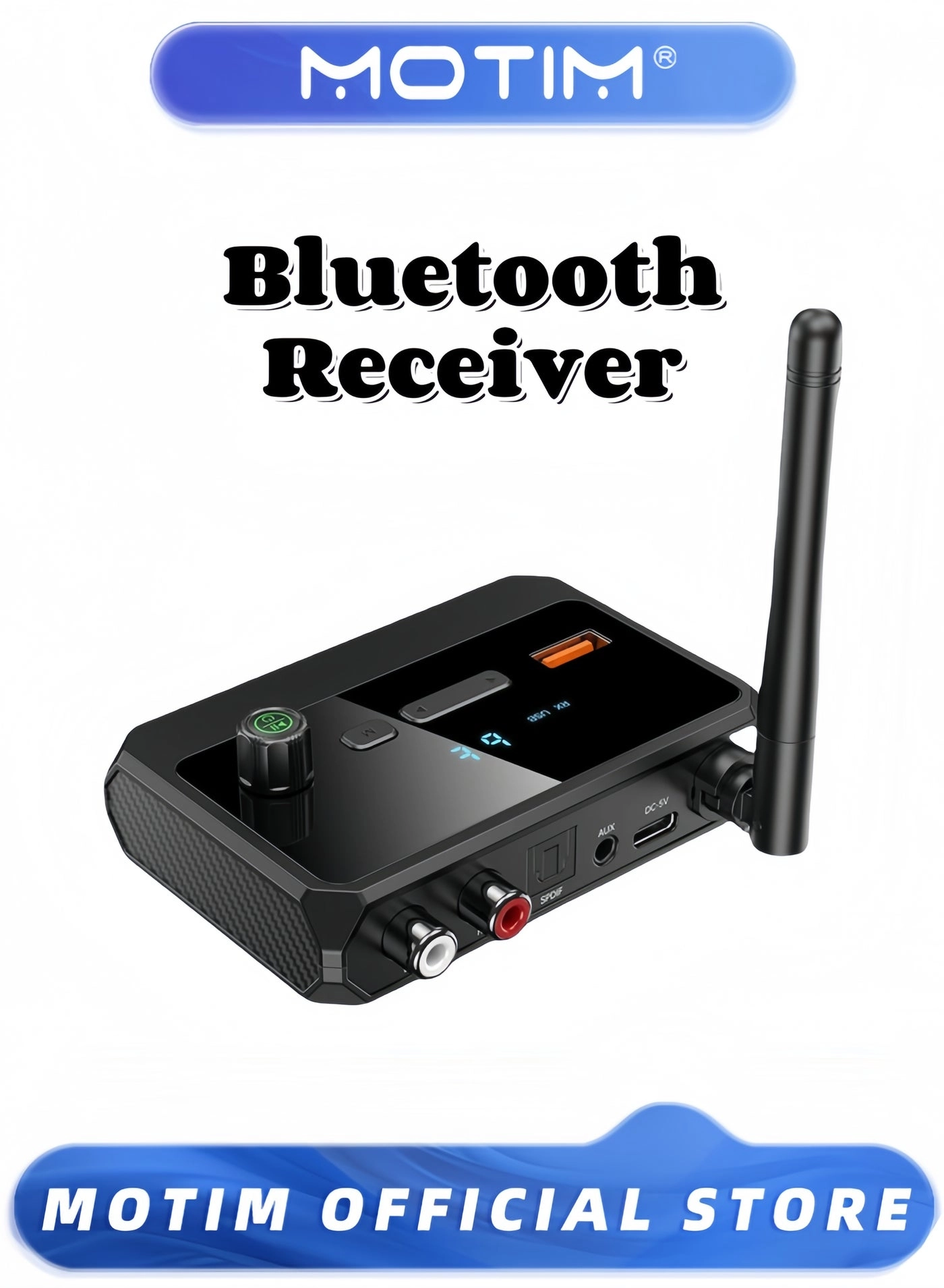 MOTIM Bluetooth Receiver Adapter - 5.3 AUX/USB