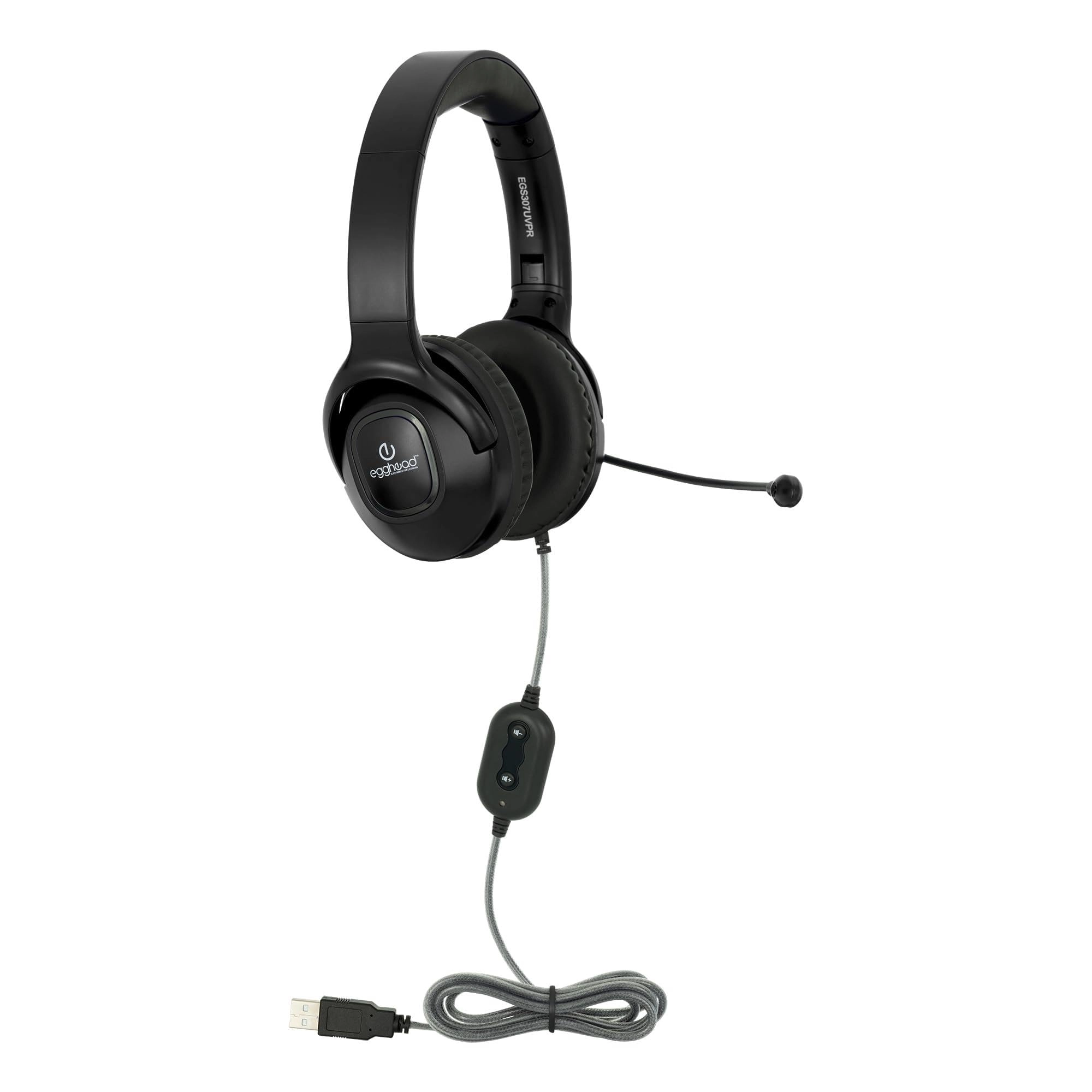 School Outfitters Premium Foldable USB Headset Wired Headset Pack of 10