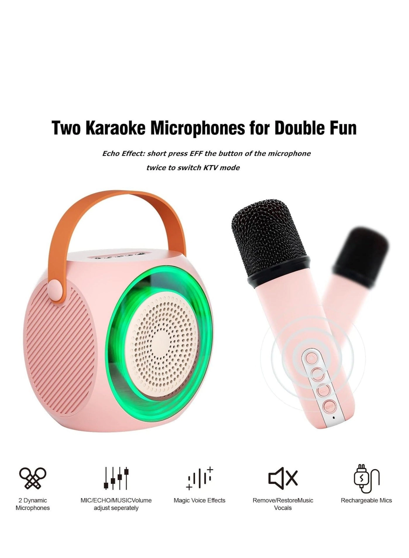 Karaoke Machine - 2 Wireless Microphones 10W