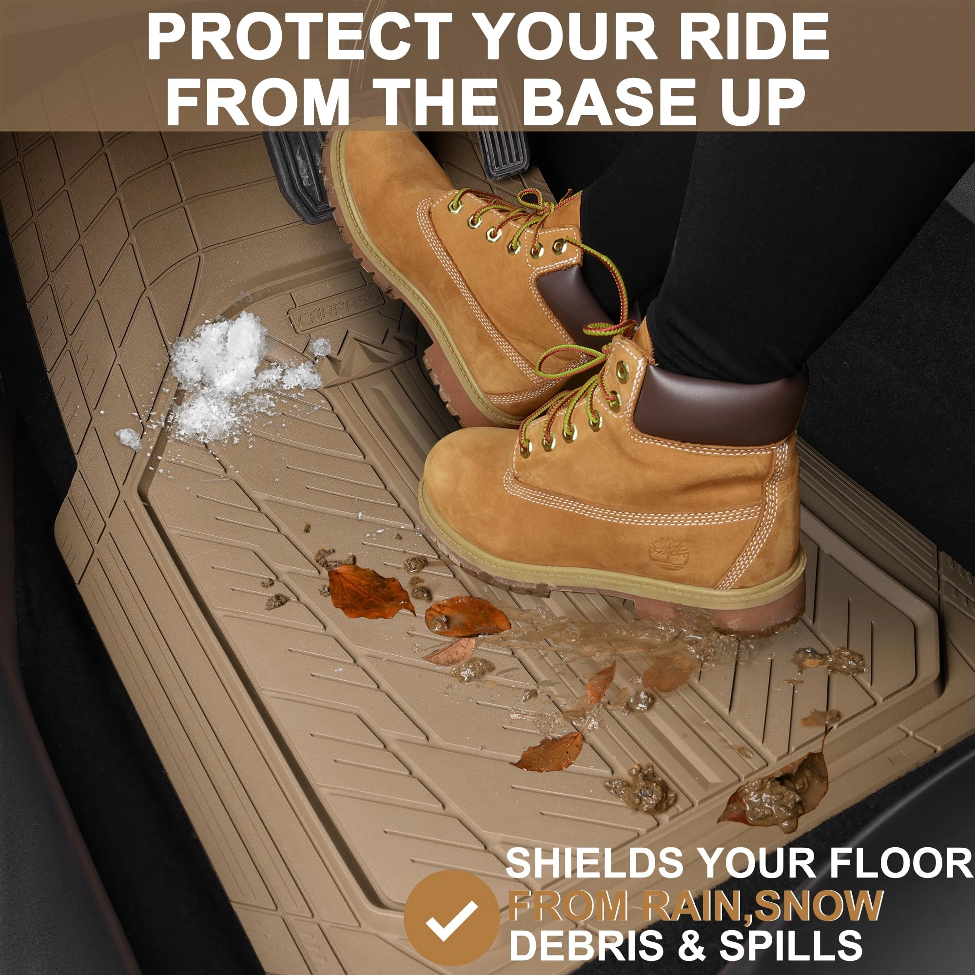 Rubber Floor Mats - All Weather Trim-to-Fit 3-Piece
