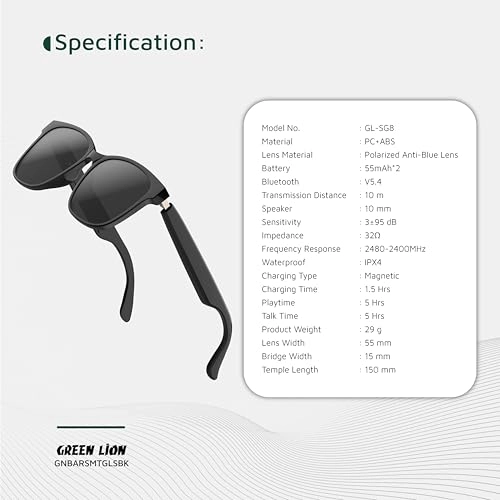 Barcelona Smart Audio Glasses - Bluetooth 5.4 5 Hours Magnetic Charging