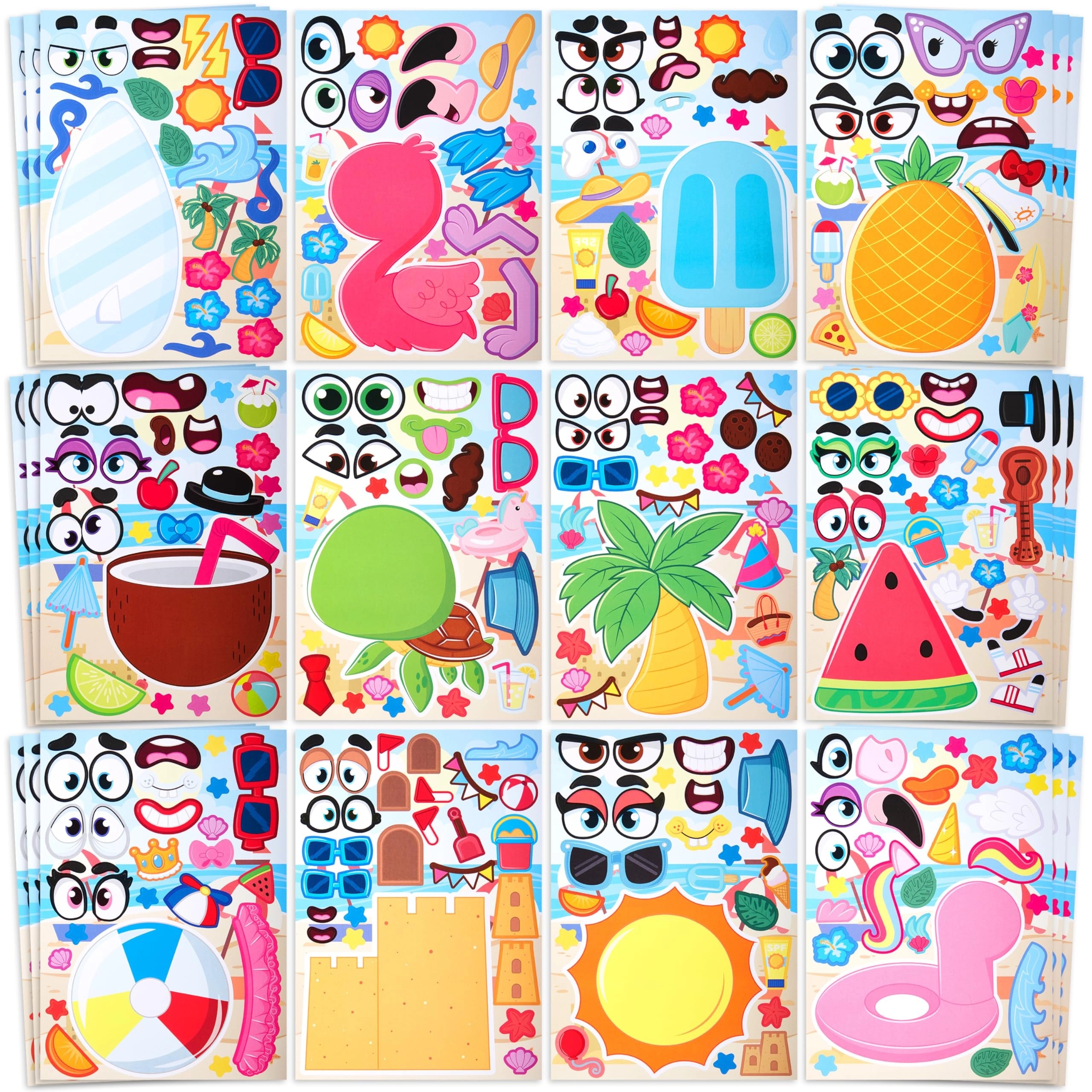 Joyin Summer Sticker Book Make a face 36 pcs