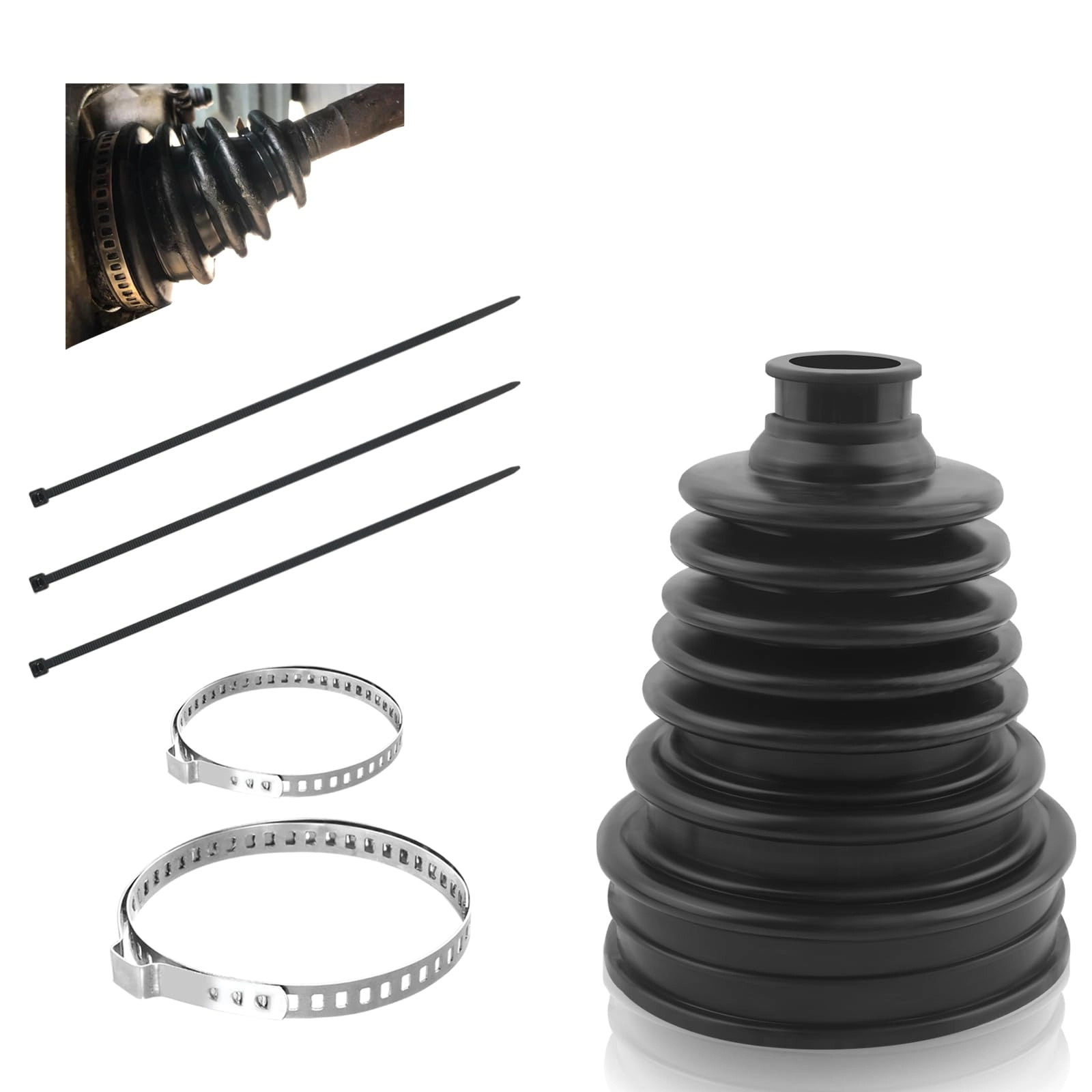 carleef CV Axle Boot Repair Kit - 1PC 2 Stainless Steel Clamps 3 Cable Ties