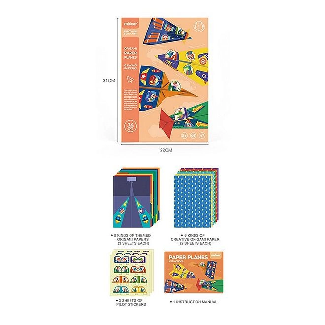Origami Plane Craft Kit - 5 years+ 36 pieces
