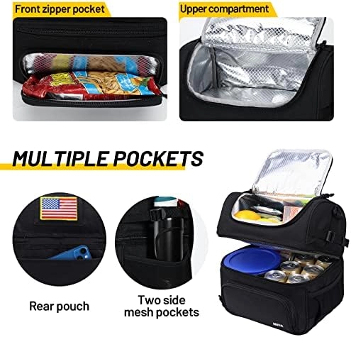 Dual Compartment Lunch Bag Tote - Insulated Leakproof Cooler Detachable Shoulder Strap