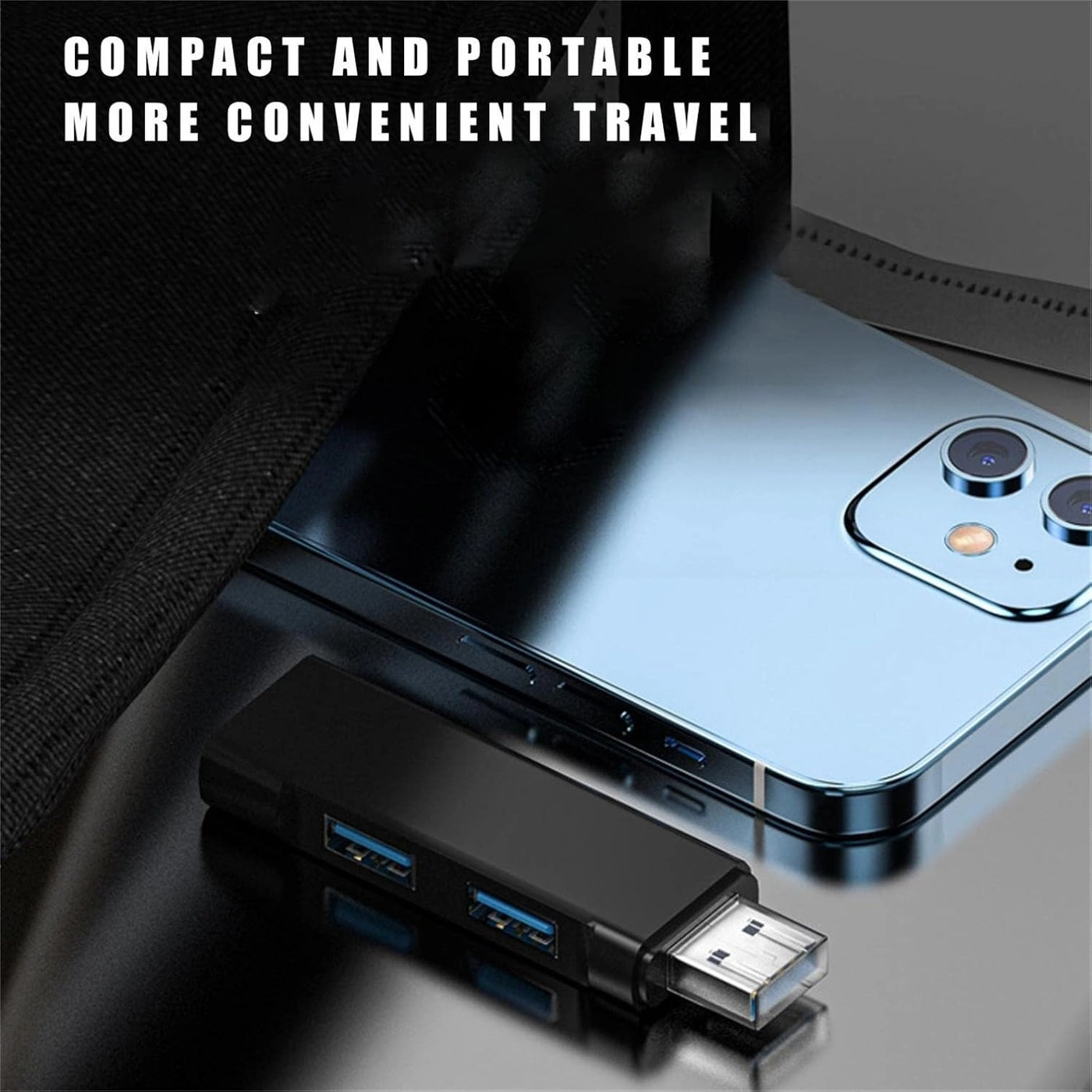 USB C Hub Multiport Adapter - 3 Port USB 3.0 Black