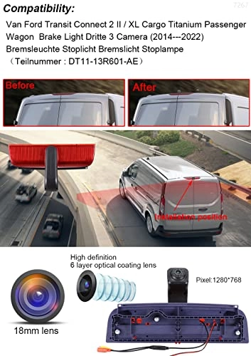 Rear View Camera - Night Vision 628 x 586 pixels + 7 inch monitor - 7 Inches