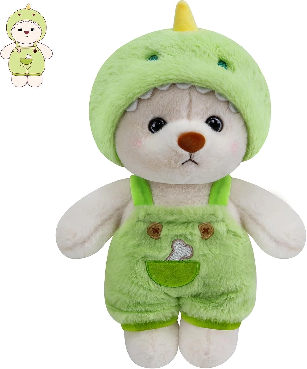 Luckam Bear Stuffed Animal - Small Green 10" Clothes and Hat