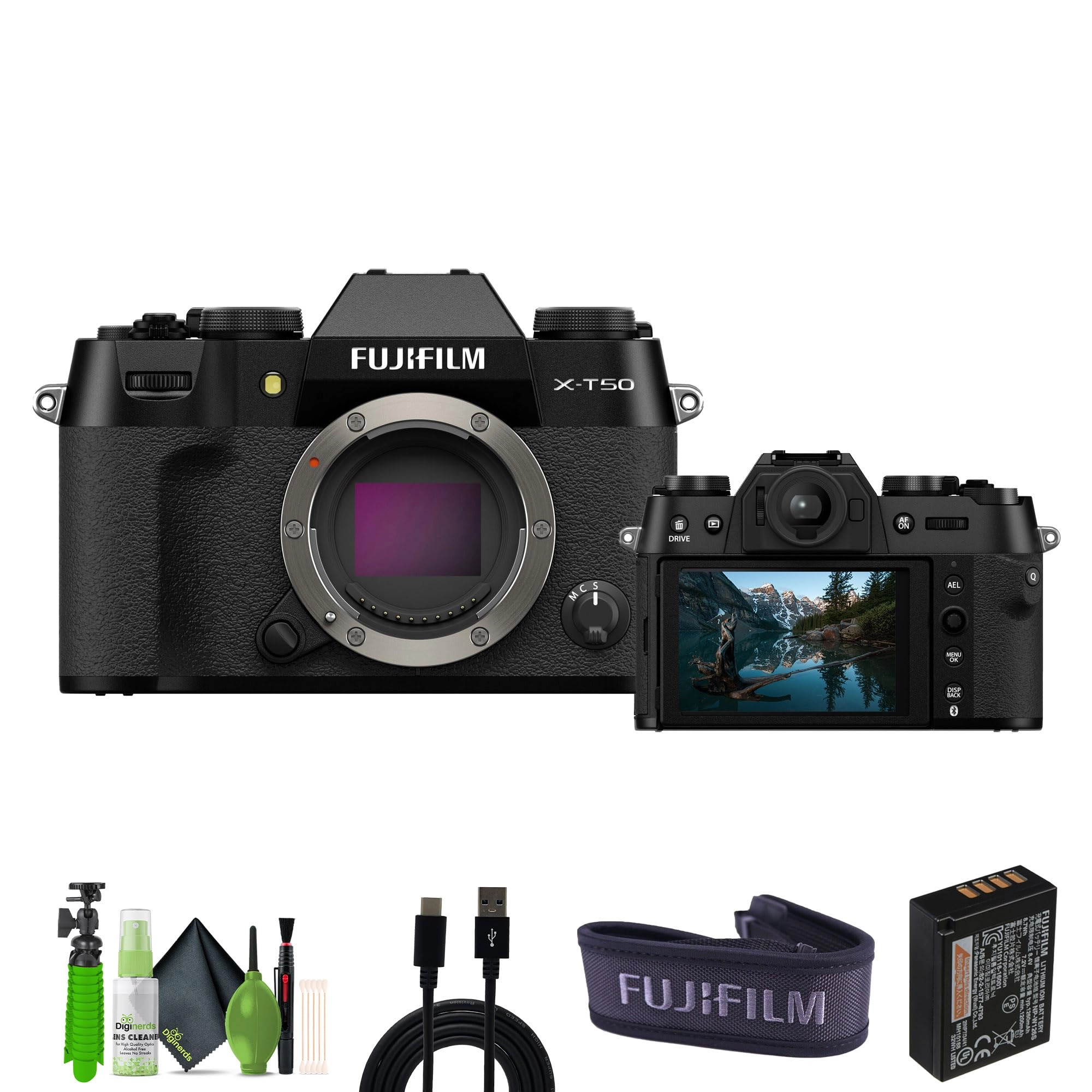 Fujifilm X-T50 + Cleaning kit + 12 Inch Flexible Vlogging Tripod