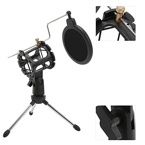 Microphone Pop Filter Holder - Shockproof Foldable Tripod