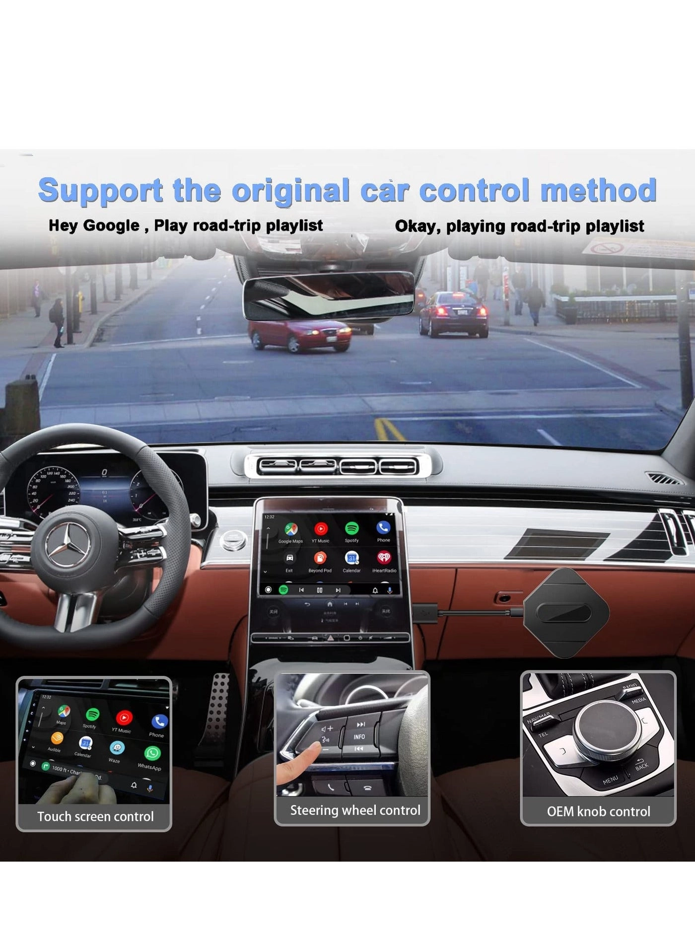 Wireless Android Auto Adapter - Plug and Play 5.8GHz Wi-Fi Bluetooth