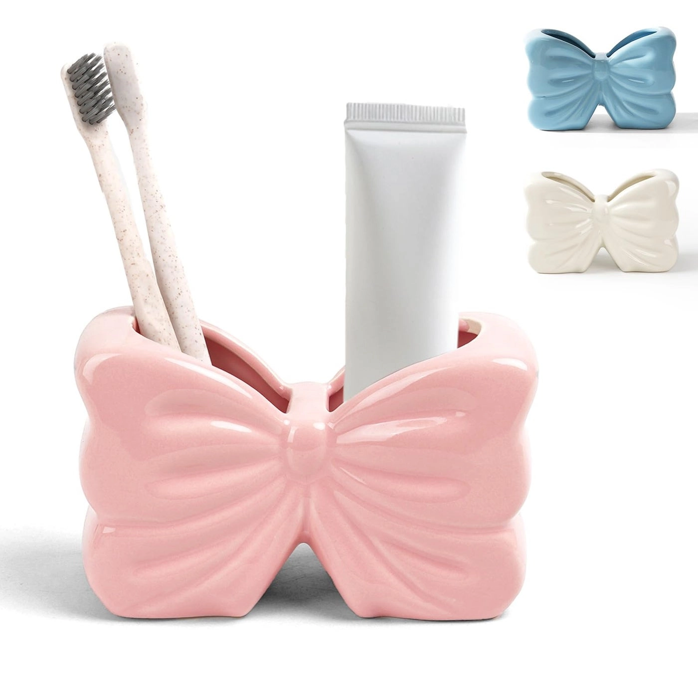 Deapeey Bow Toothbrush Holder - 2-Slot Pink