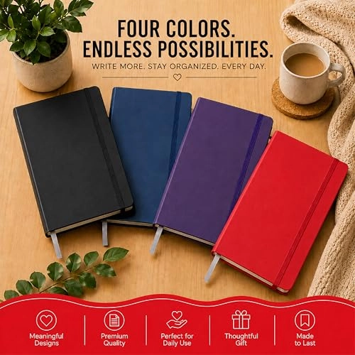 Hardbound Writing Journal 7.25-x-9.6 Inches Hardcover - Lined 192 Pages