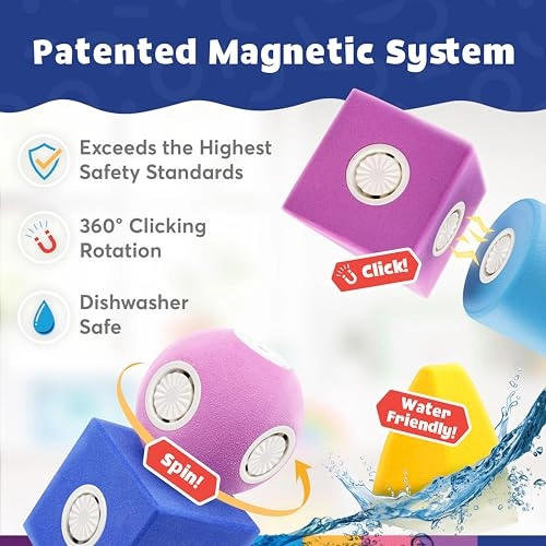 Magnetic Foam Bath Building Blocks - 50-Piece Trunk Set Multicolor