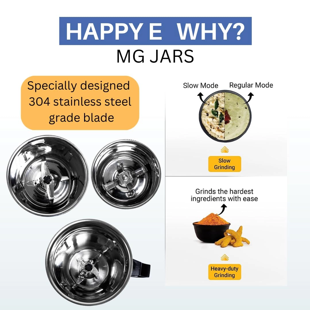 MG Mixer Grinder Jars - 400ml 1000ml 1500ml Pack