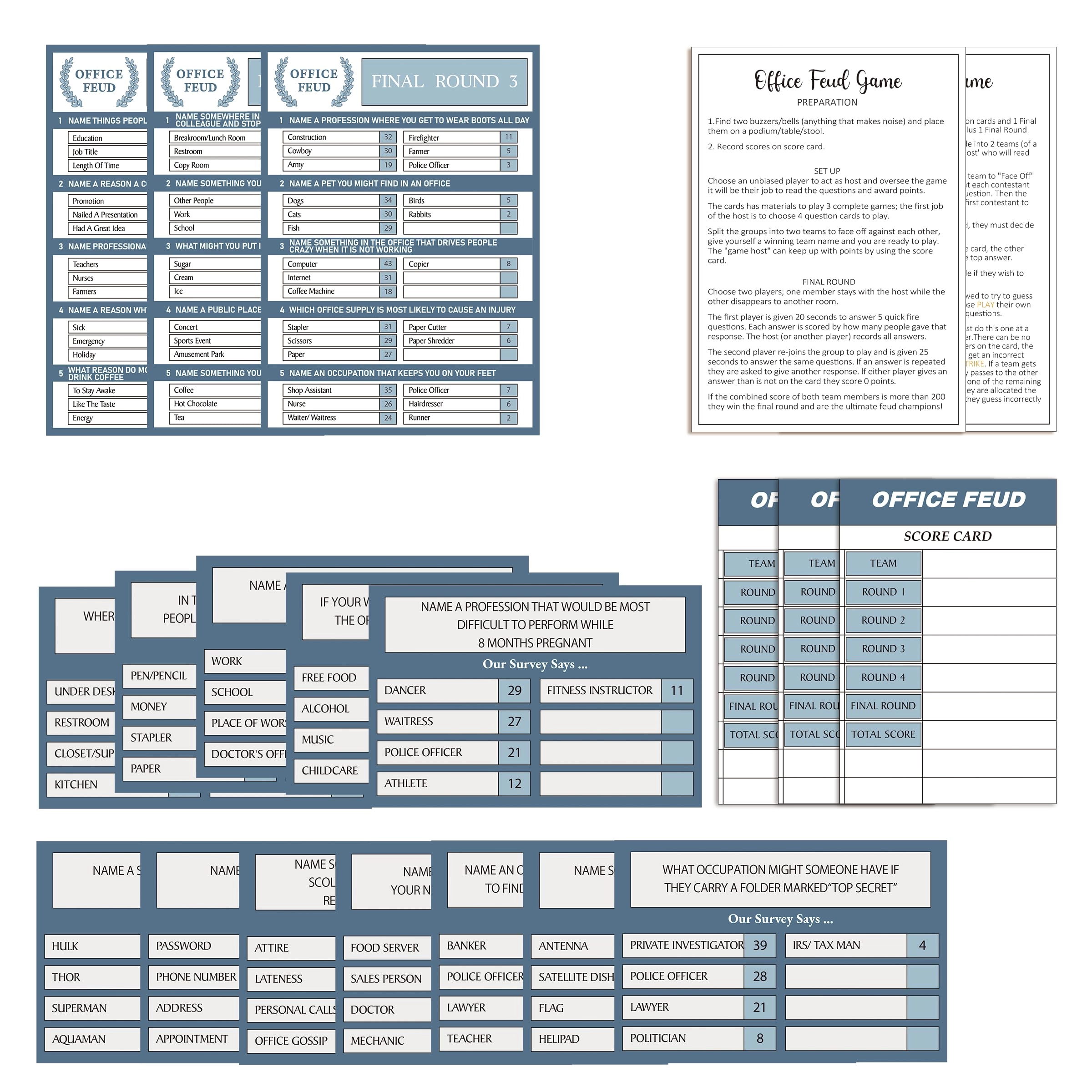 Tuiemie Office Feud Quiz - Card Game