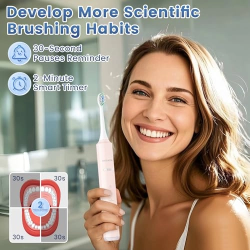 Sonic Electric Toothbrush - 41,000 VPM 1500 mAh 4 Brush Heads