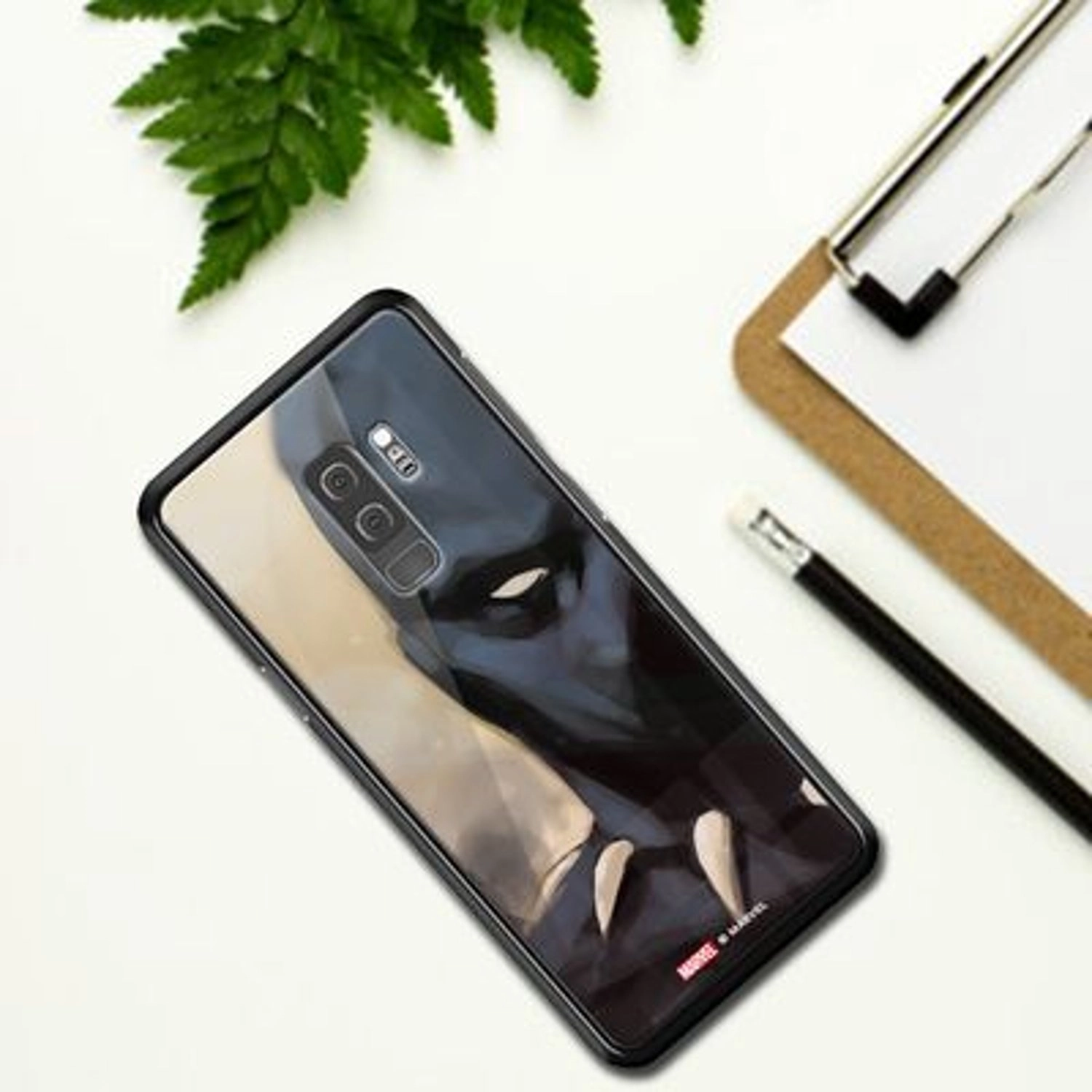 Wakandan Black Panther Back Case TPU Bumper Case + Tempered Glass Back for Galaxy S9 Plus